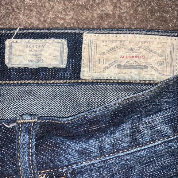 All Saints Iggy slim fit Sz30 button fly dark wash denim jeans - Picture 5 of 6